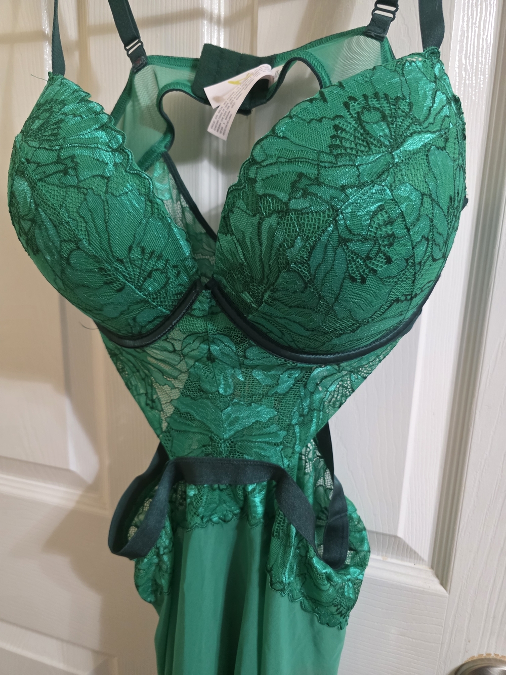 Auden Emerald Lace Chemise with Black Accents